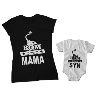 Zestaw koszulka damska + body Bombowa mama/ syn